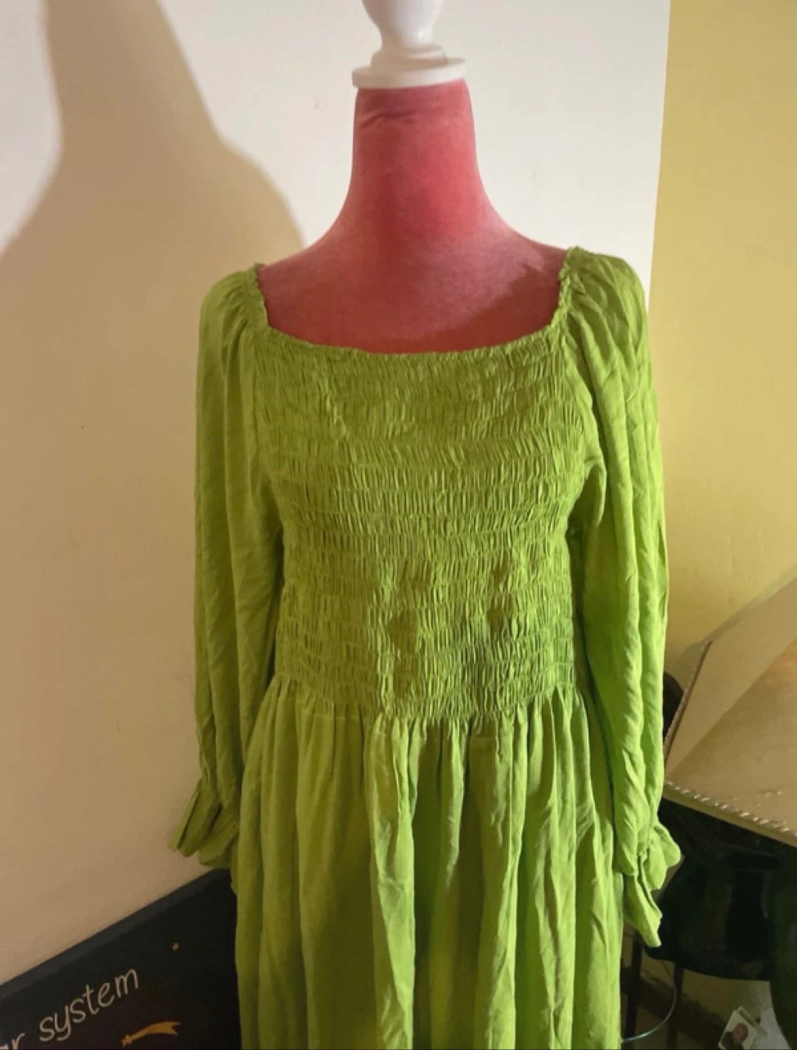 Lime green long dress, boho style. – photo 3
